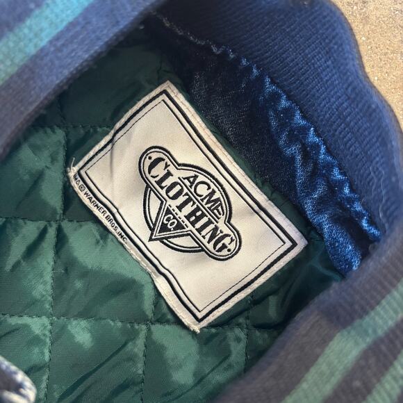 Vintage Taz Looney Toons Varsity Jacket Youth  L Plaid Acme RARE Streetwear 90's - Picture 7 of 8